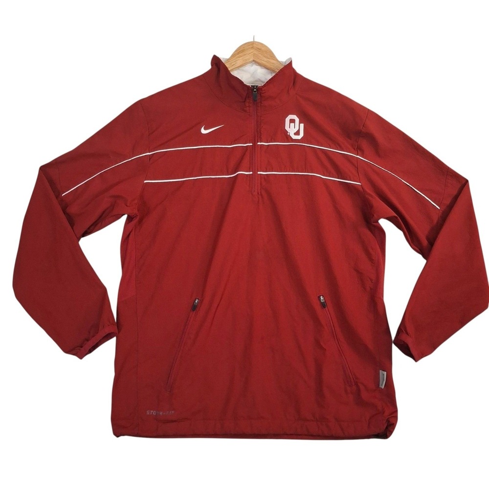 Nike Storm-FIT Oklahoma Sooners 1/4 Zip Windbreaker Red Mens Small OU Jacket
